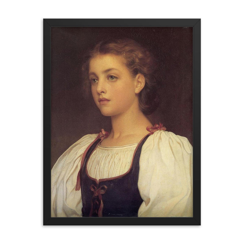 Biondina by Sir Frederic Leighton, 1879 framed print on a plain backdrop in size 18