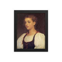 Biondina by Sir Frederic Leighton, 1879 framed print on a plain backdrop in size 8"x10".