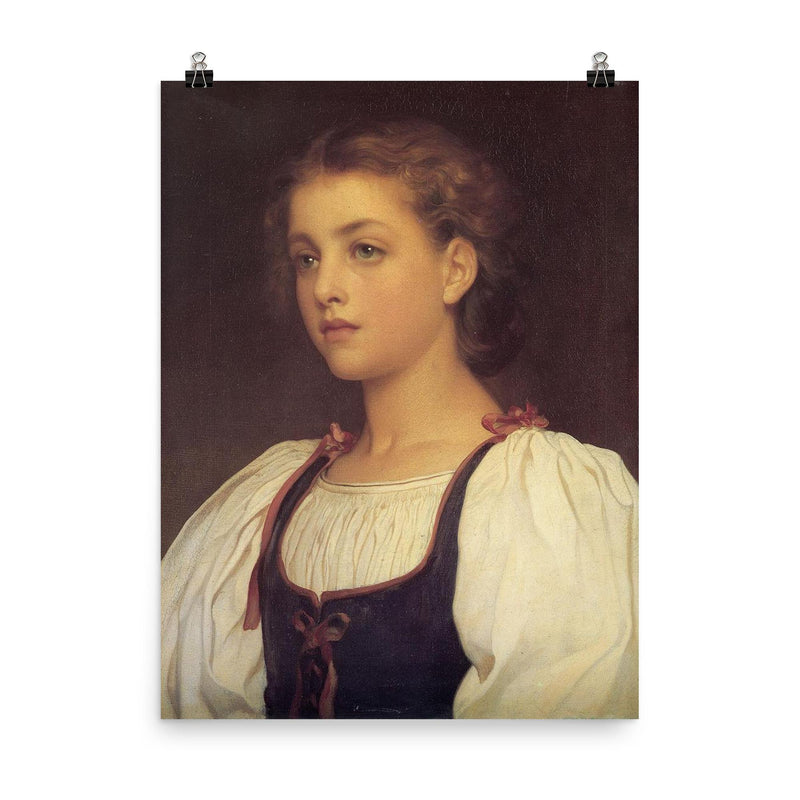 Biondina by Sir Frederic Leighton, 1879 poster on a plain backdrop in size 8