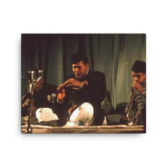 Bismillah Khan canvas print on a plain backdrop in size 16"x20".