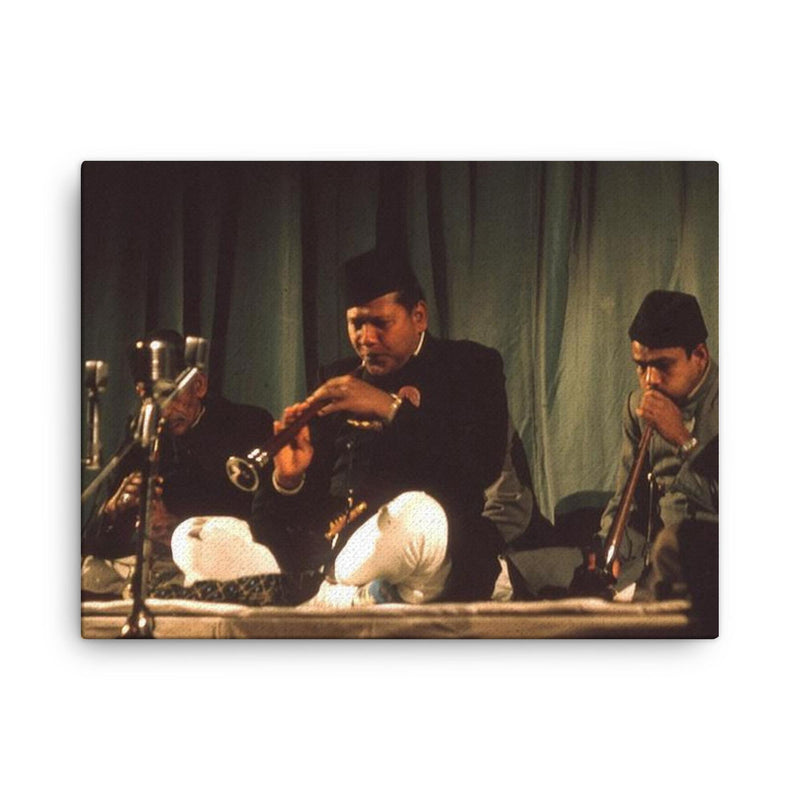 Bismillah Khan canvas print on a plain backdrop in size 18