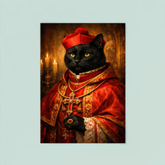 Black cat cardinal in crimson vestments poster 8