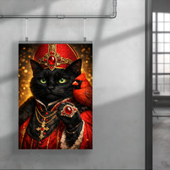 Black cat cardinal with jeweled ring poster 4