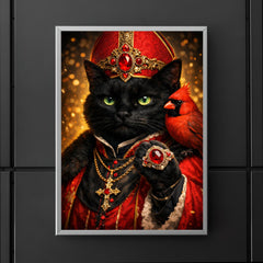 Black cat cardinal with jeweled ring poster 5