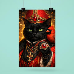Black cat cardinal with jeweled ring poster 6