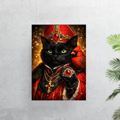 Black cat cardinal with jeweled ring poster 7
