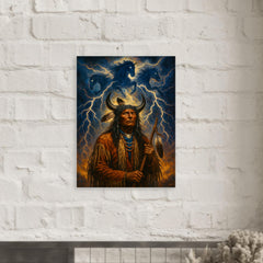 Black Elk beneath thunder beings metal print mockup