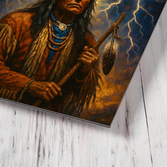 Black Elk beneath thunder beings metal print mockup