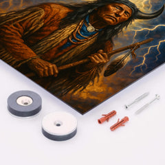 Black Elk beneath thunder beings metal print mockup