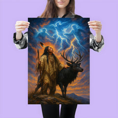 Black Elk on sacred hill with thunder beings poster 3