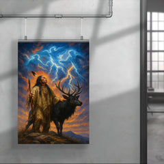 Black Elk on sacred hill with thunder beings poster 4