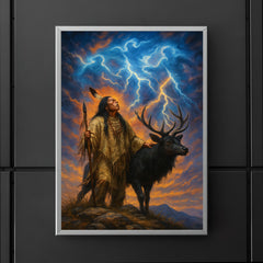 Black Elk on sacred hill with thunder beings poster 5