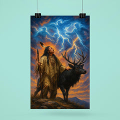Black Elk on sacred hill with thunder beings poster 6