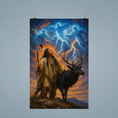 Black Elk on sacred hill with thunder beings poster 9