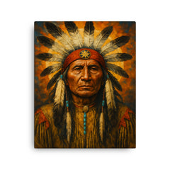 Black Elk spiritual leader canvas print on a plain backdrop in size 16"x20".