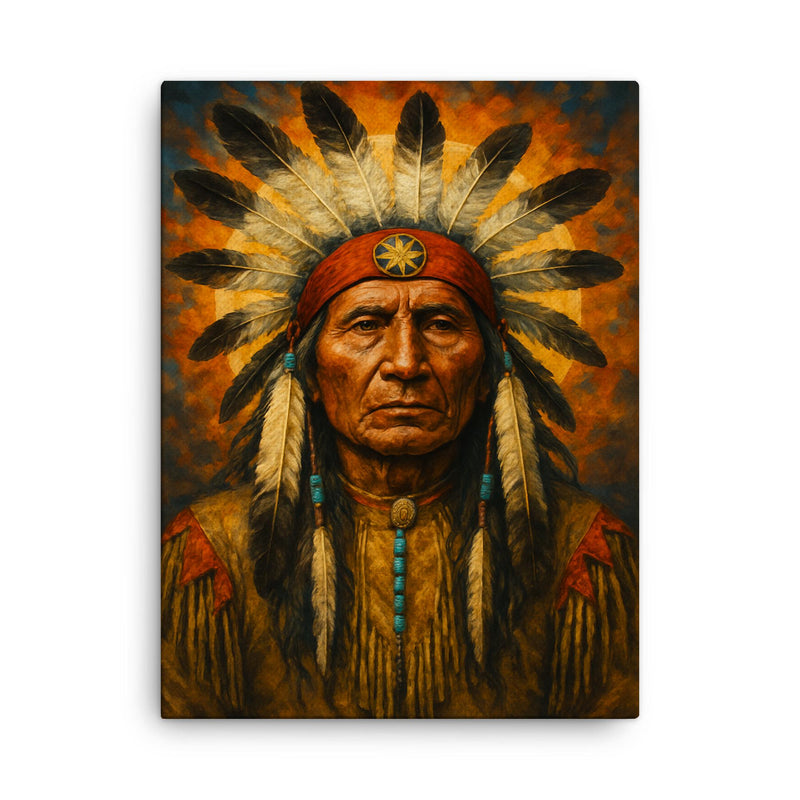 Black Elk spiritual leader canvas print on a plain backdrop in size 18