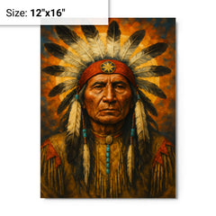 Black Elk spiritual leader metal print on a plain backdrop in size 12"x16".