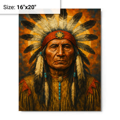 Black Elk spiritual leader metal print on a plain backdrop in size 16"x20".
