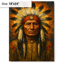Black Elk spiritual leader metal print on a plain backdrop in size 18"x24".