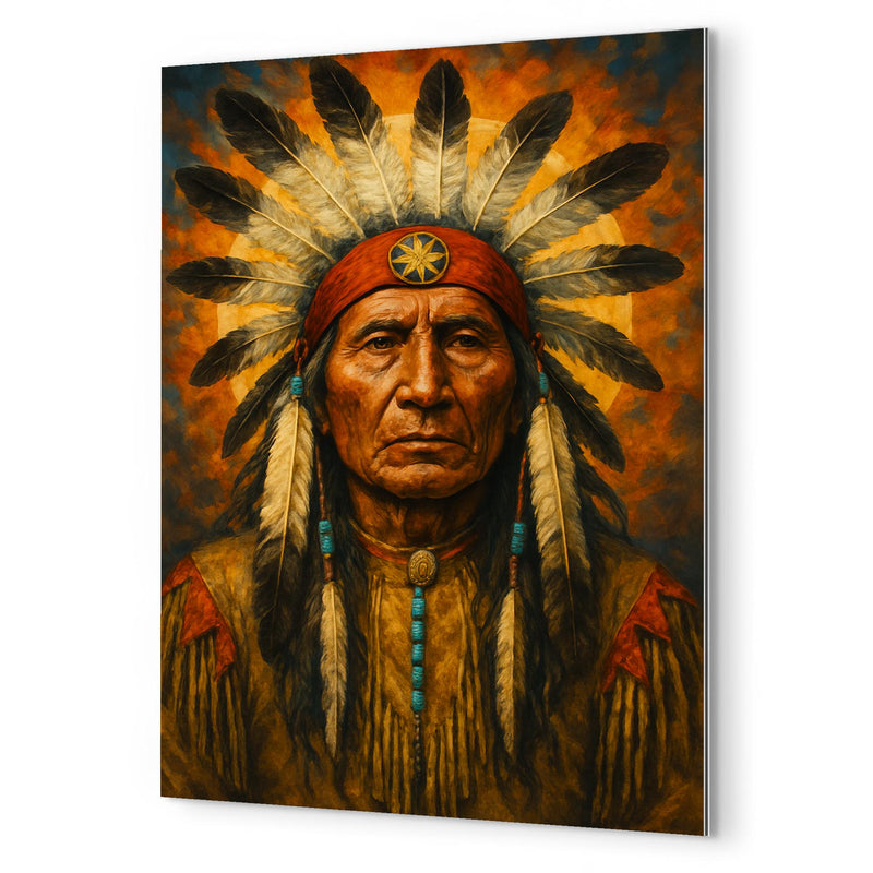Black Elk spiritual leader metal print mockup
