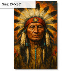 Black Elk spiritual leader metal print on a plain backdrop in size 24"x36".