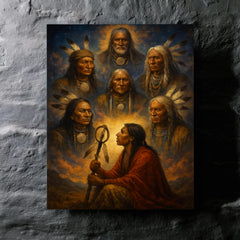 Black Elk vision of the six grandfathers metal print mockup