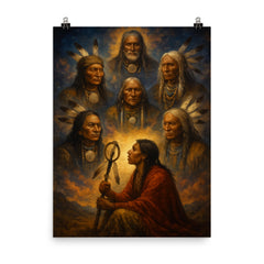 Black Elk vision of the six grandfathers poster on a plain backdrop in size 8"x10".