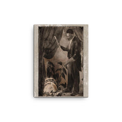 Black Herman canvas print on a plain backdrop in size 12"x16".