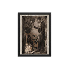 Black Herman framed print on a plain backdrop in size 12"x16".