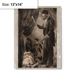 Black Herman metal print on a plain backdrop in size 12"x16".