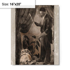 Black Herman metal print on a plain backdrop in size 16"x20".