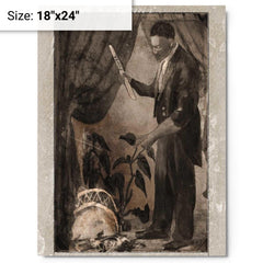 Black Herman metal print on a plain backdrop in size 18"x24".