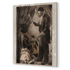 Black Herman metal print mockup