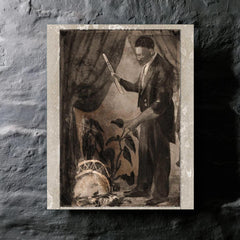 Black Herman metal print mockup