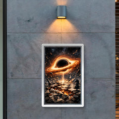 Black hole accretion disk over shattered chessboard poster 2