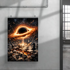 Black hole accretion disk over shattered chessboard poster 4