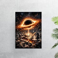 Black hole accretion disk over shattered chessboard poster 7