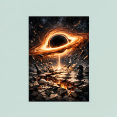 Black hole accretion disk over shattered chessboard poster 8