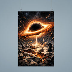 Black hole accretion disk over shattered chessboard poster 9