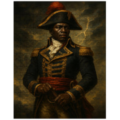 Black Jacobin Toussaint Louverture in storm lit military portrait jigsaw puzzle