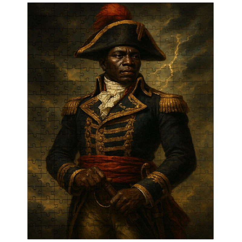 Black Jacobin Toussaint Louverture in storm lit military portrait jigsaw puzzle