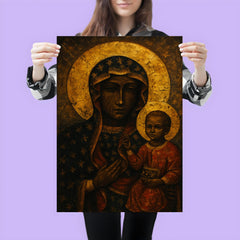 Black Madonna of Czestochowa with battle scarred gold aura poster 3