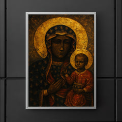 Black Madonna of Czestochowa with battle scarred gold aura poster 5
