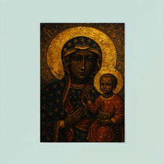 Black Madonna of Czestochowa with battle scarred gold aura poster 8
