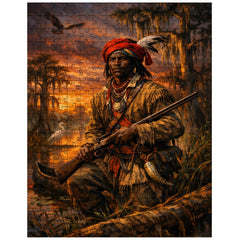 Black Seminole scout in Everglades dusk jigsaw puzzle