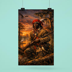 Black Seminole scout in Everglades dusk poster 6
