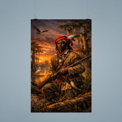 Black Seminole scout in Everglades dusk poster 9