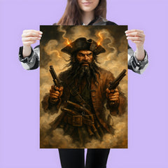Blackbeard amid fuse smoke and pistols poster 3