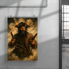 Blackbeard amid fuse smoke and pistols poster 4