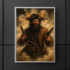 Blackbeard amid fuse smoke and pistols poster 5
